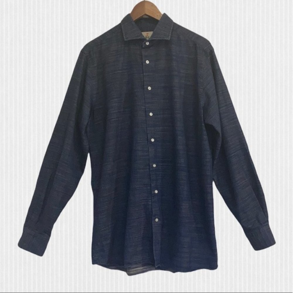 Guy Rover Made in Italy Blue Cotton Button Up Shirt